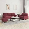 Sofa Sofos komplektas su pagalvėmis, 3 dalių, vyno, audinys