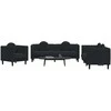 Sofa Sofos komplektas su pagalvėmis, 3 dalių, juodas, aksomas