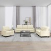 Sofa Sofos komplektas su pagalvėmis, 3 dalių, kreminis, dirbtinė oda