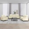 Sofa Sofos komplektas su pagalvėmis, 3 dalių, kreminis, dirbtinė oda