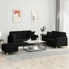 Sofa Sofos komplektas su pagalvėmis, 3 dalių, juodas, audinys