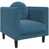 Sofa Sofos komplektas su pagalvėmis, 3 dalių, mėlynas, aksomas