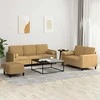 Sofa Sofos komplektas su pagalvėmis, 3 dalių, rudas, aksomas