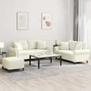 Sofa Sofos komplektas su pagalvėmis, 3 dalių, kreminis, aksomas