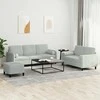 Sofa Sofos komplektas su pagalvėmis, 3 dalių, pilkas, aksomas