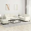 Sofa Sofos komplektas su pagalvėmis, 3 dalių, kreminis, aksomas