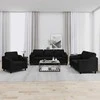Sofa Sofos komplektas su pagalvėmis, 3 dalių, juodas, audinys