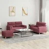 Sofa Sofos komplektas su pagalvėmis, 3 dalių, vyno, audinys