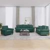 Sofa Sofos komplektas su pagalvėmis, 3 dalių, žalias, aksomas