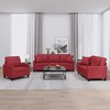 Sofa Sofos komplektas su pagalvėmis, 3 dalių, vyno, dirbtinė oda