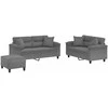 Sofa Sofos komplektas su pagalvėmis, 3 dalių, pilkas, audinys