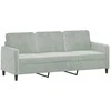 Sofa Sofos komplektas su pagalvėmis, 3 dalių, pilkas, aksomas