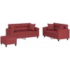 Sofa Sofos komplektas su pagalvėmis, 3 dalių, vyno, dirbtinė oda