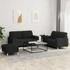 Sofa Sofos komplektas su pagalvėmis, 3 dalių, juodas, audinys