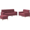 Sofa Sofos komplektas su pagalvėmis, 3 dalių, vyno, audinys