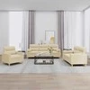 Sofa Sofos komplektas su pagalvėmis, 3 dalių, kreminis, audinys