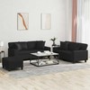 Sofa Sofos komplektas su pagalvėmis, 3 dalių, juodas, dirbtinė oda