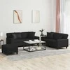 Sofa Sofos komplektas su pagalvėmis, 3 dalių, juodas, dirbtinė oda