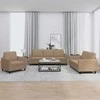 Sofa Sofos komplektas su pagalvėmis, 3 dalių, kapučino, dirbtinė oda
