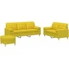 Sofa Sofos komplektas su pagalvėmis, 3 dalių, geltonas, audinys