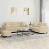 Sofa Sofos komplektas su pagalvėmis, 3 dalių, kreminis, audinys