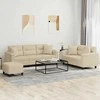 Sofa Sofos komplektas su pagalvėmis, 3 dalių, kreminis, audinys