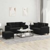 Sofa Sofos komplektas su pagalvėmis, 3 dalių, juodas, audinys