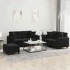 Sofa Sofos komplektas su pagalvėmis, 3 dalių, juodas, audinys