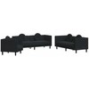 Sofa Sofos komplektas su pagalvėmis, 3 dalių, juodas, aksomas