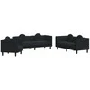 Sofa Sofos komplektas su pagalvėmis, 3 dalių, juodas, aksomas