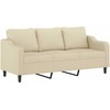 Sofa Sofos komplektas su pagalvėmis, 3 dalių, kreminis, audinys