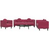 Sofa Sofos komplektas su pagalvėmis, 3 dalių, vyno, aksomas