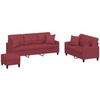 Sofa Sofos komplektas su pagalvėmis, 3 dalių, vyno, dirbtinė oda