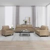 Sofa Sofos komplektas su pagalvėmis, 3 dalių, kapučino, dirbtinė oda
