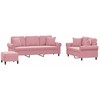 Sofa Sofos komplektas su pagalvėmis, 3 dalių, rožinis, aksomas
