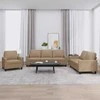 Sofa Sofos komplektas su pagalvėmis, 3 dalių, kapučino, dirbtinė oda