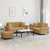 Sofa Sofos komplektas su pagalvėmis, 3 dalių, rudas, aksomas