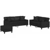 Sofa Sofos komplektas su pagalvėmis, 3 dalių, juodas, dirbtinė oda