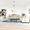 Sofa Sofos komplektas su pagalvėmis, 3 dalių, kreminis, aksomas