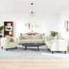 Sofa Sofos komplektas su pagalvėmis, 3 dalių, kreminis, aksomas