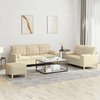 Sofa Sofos komplektas su pagalvėmis, 3 dalių, kreminis, audinys