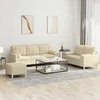Sofa Sofos komplektas su pagalvėmis, 3 dalių, kreminis, audinys
