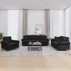 Sofa Sofos komplektas su pagalvėmis, 3 dalių, juodas, aksomas