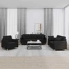 Sofa Sofos komplektas su pagalvėmis, 3 dalių, juodas, audinys