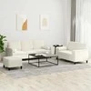 Sofa Sofos komplektas su pagalvėmis, 3 dalių, kreminis, aksomas