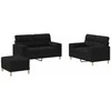 Sofa Sofos komplektas su pagalvėmis, 3 dalių, juodas, audinys