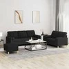 Sofa Sofos komplektas su pagalvėmis, 3 dalių, juodas, audinys