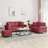 Sofa Sofos komplektas su pagalvėmis, 3 dalių, vyno, dirbtinė oda