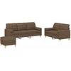 Sofa Sofos komplektas su pagalvėmis, 3 dalių, rudas, audinys