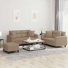 Sofa Sofos komplektas su pagalvėmis, 3 dalių, kapučino, dirbtinė oda